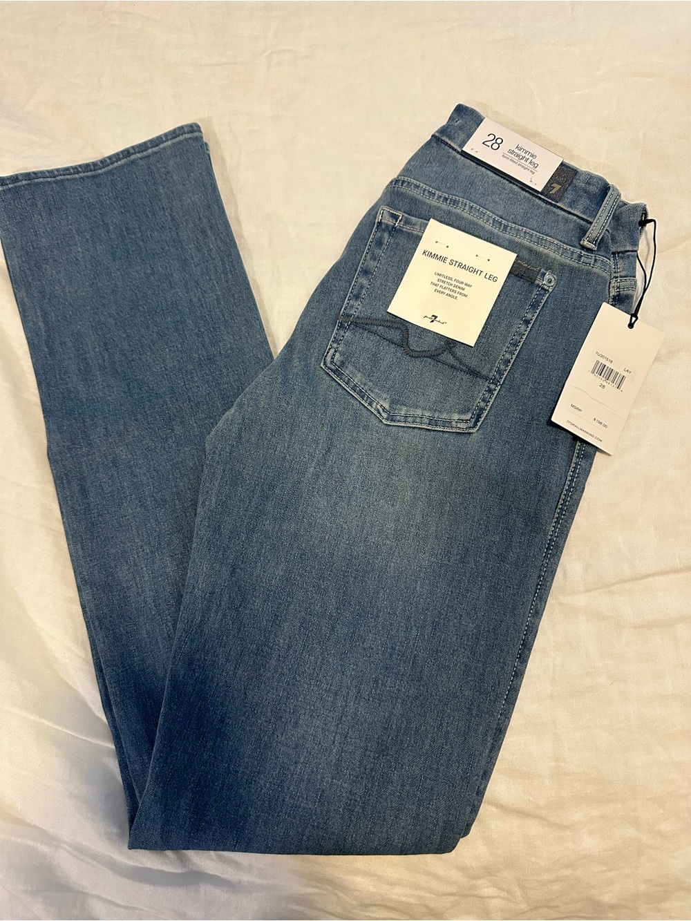 7 For All Mankind Women's Straight Leg Jeans - Medium Blue Wash
